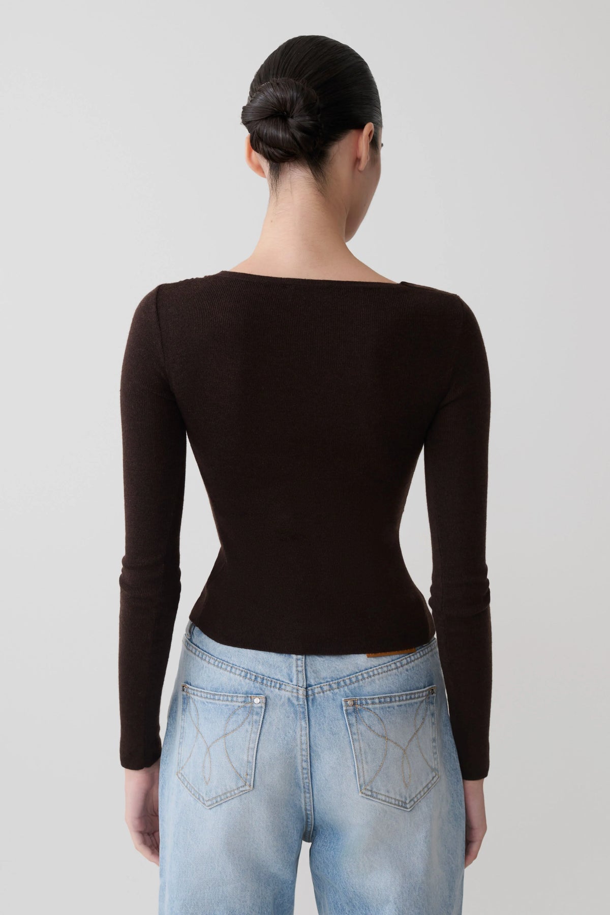Culver Draped Twist Knit Top Chocolate