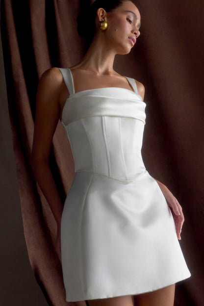 Isabel Satin Corset Mini Dress White