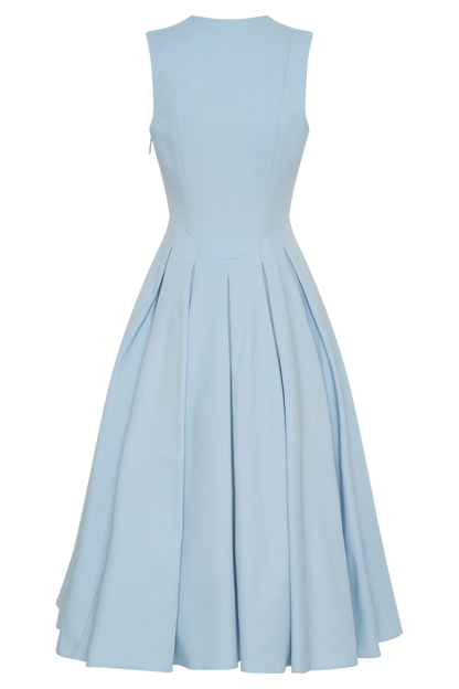 Keely Cotton Sleeveless Midi Dress Sky Blue