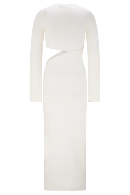 Azariah Long Sleeve Knit Midi Dress Ivory