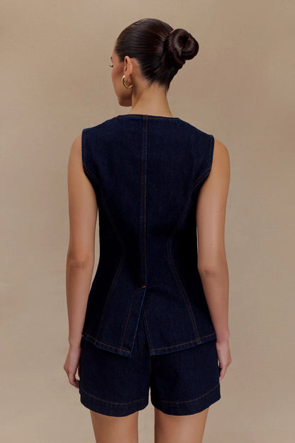 Abel Denim Button Up Top Indigo Blue