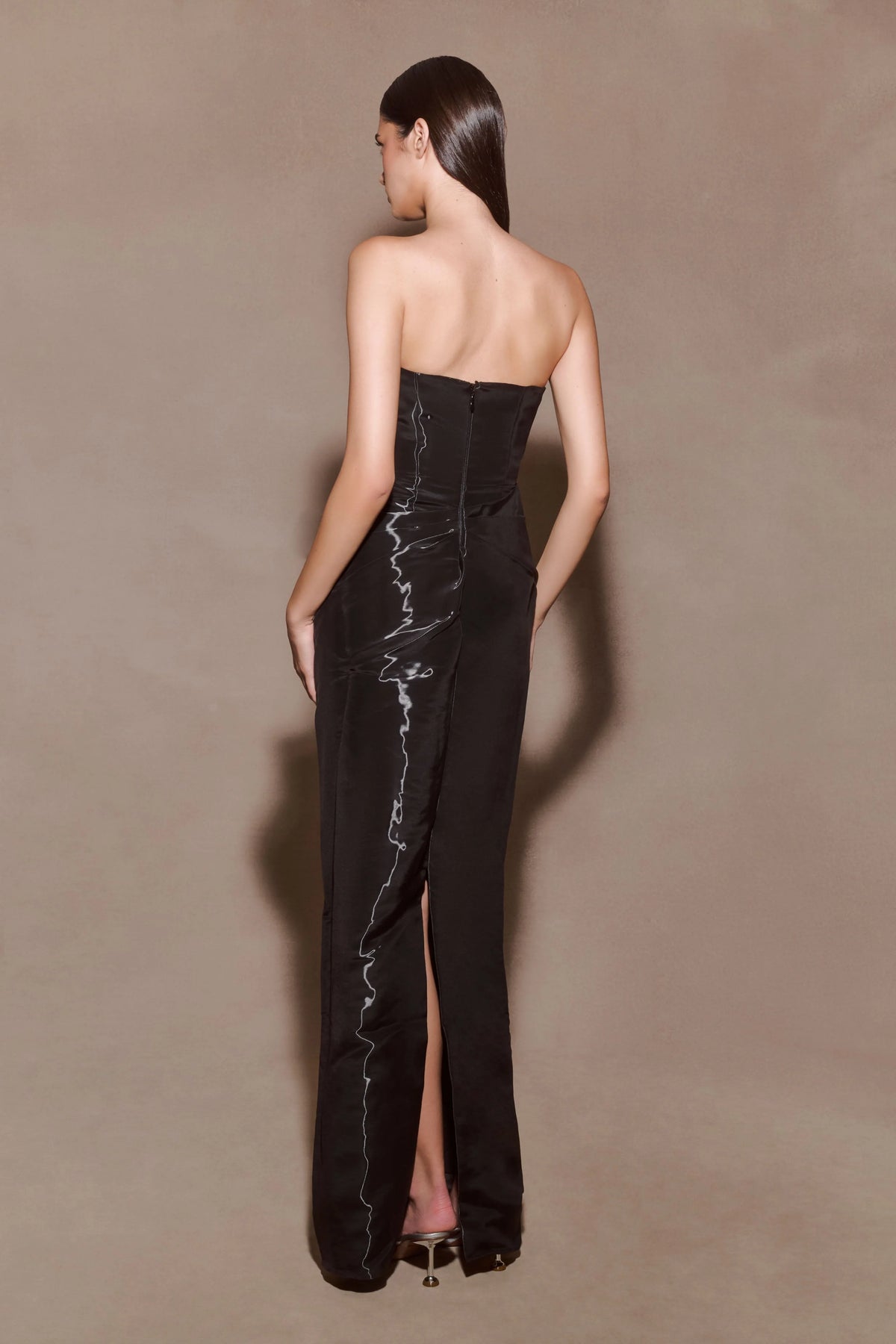 Calliope Strapless Organza Maxi Dress Black