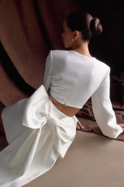 Rosanna Suiting Bow Mini Dress Ivory