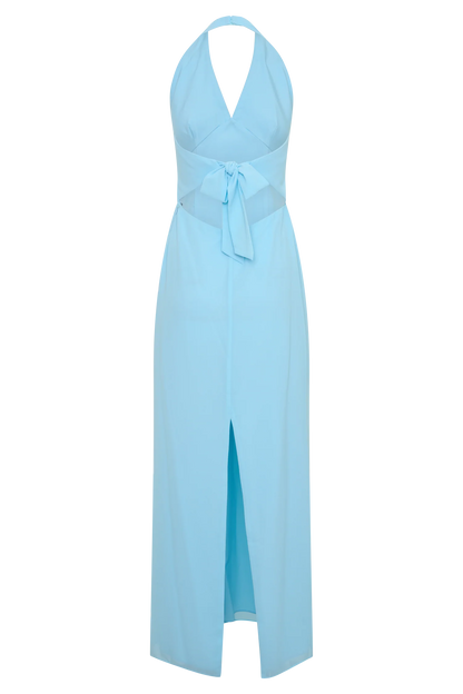 Valentina Chiffon Halter Maxi Dress Pale Blue