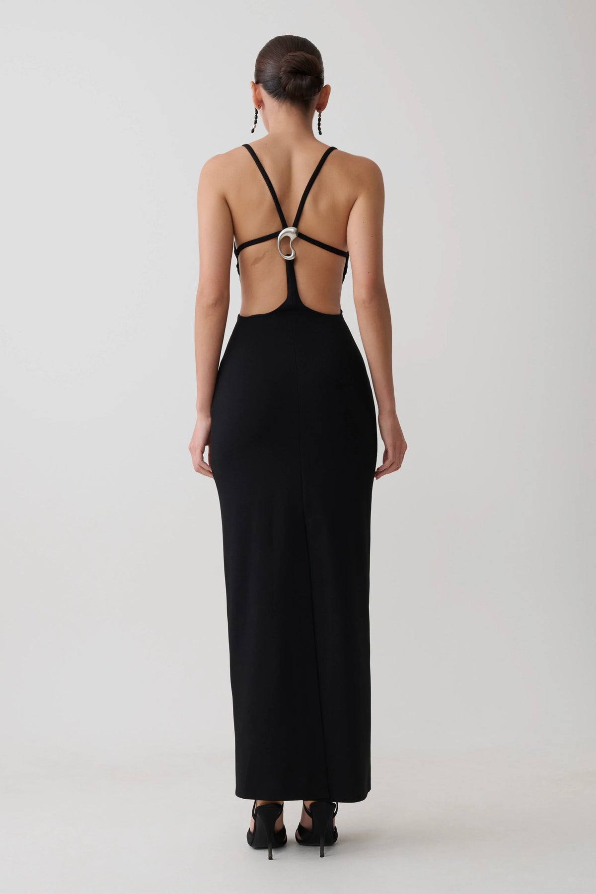 Julian Crepe Strapped Back Maxi Dress Black