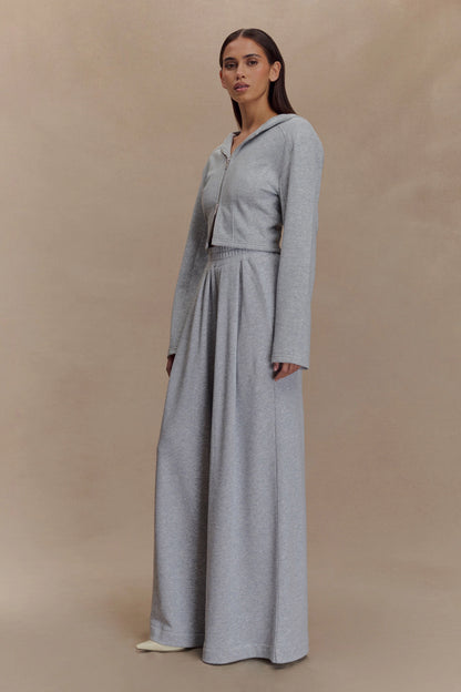 Quinn Zip Up Hoodie Light Grey Marle