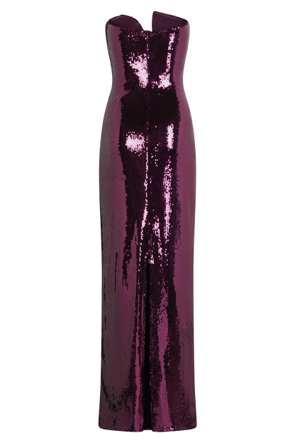 Winston Strapless Sequin Maxi Dress Plum