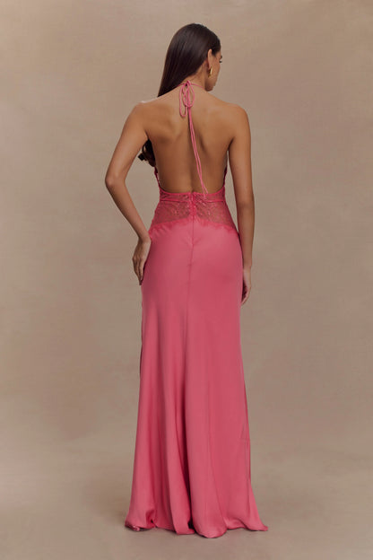 Dinah Lace And Satin Maxi Dress Blush Rose