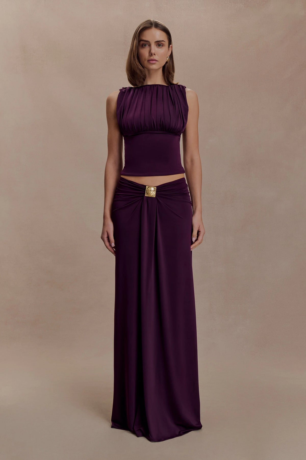 Erina Slinky Open Back Top Aubergine
