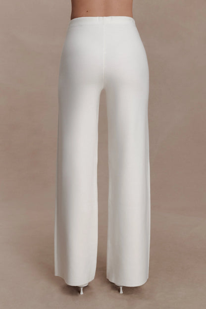 Kerrymae Straight Leg Knit Pants Off White