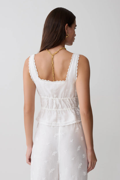 Vivian Embroidered Sleeveless Top White