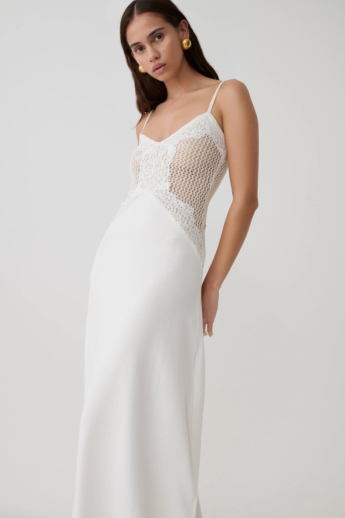 Bray Knit Lace Maxi Dress Ivory