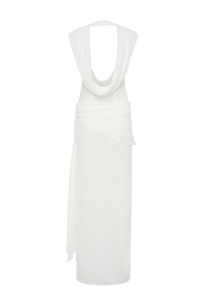 Giulia Chiffon Draped Maxi Dress White