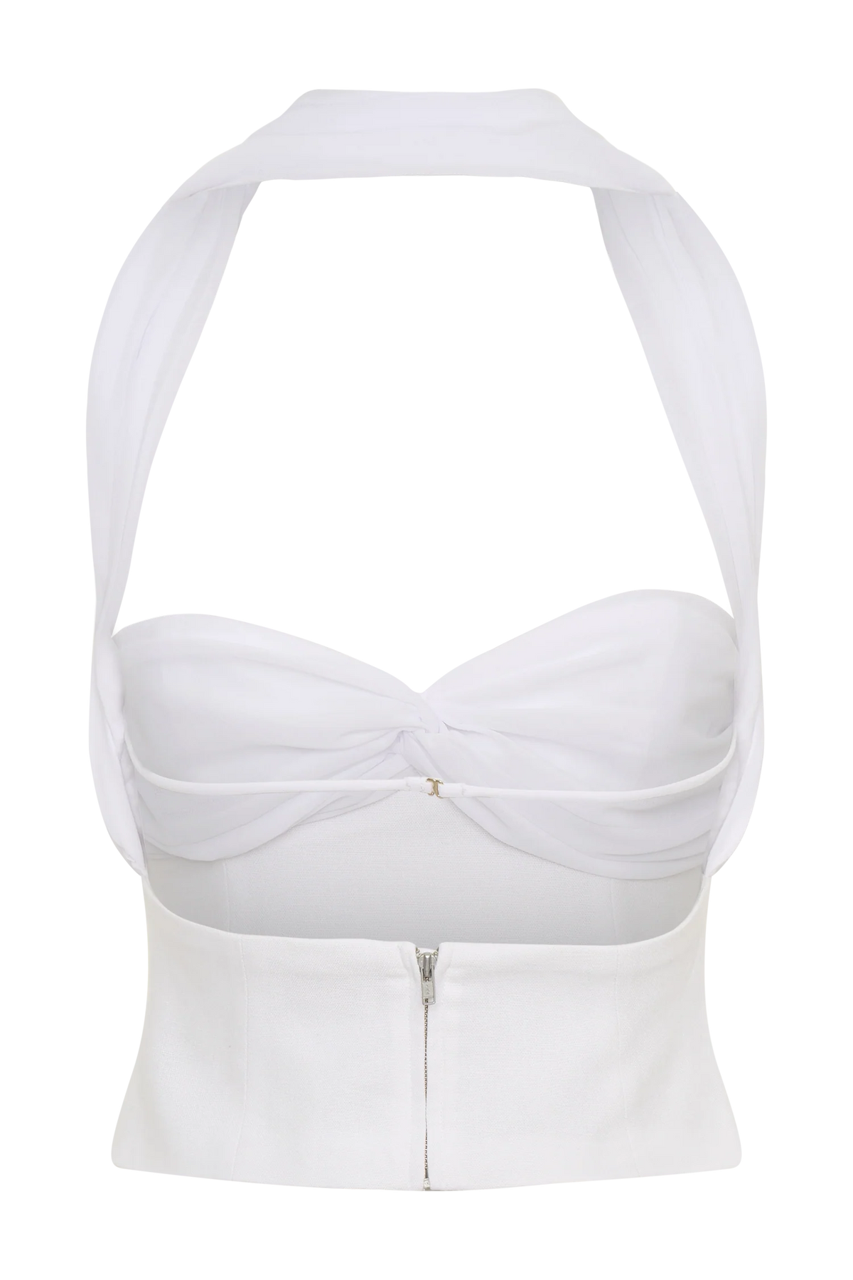 Talia Chiffon And Linen Halter Top White