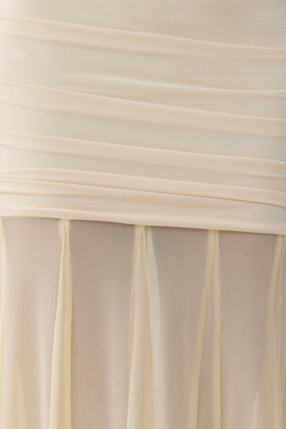 Jorja Draped Halter Slinky Maxi Dress Ivory