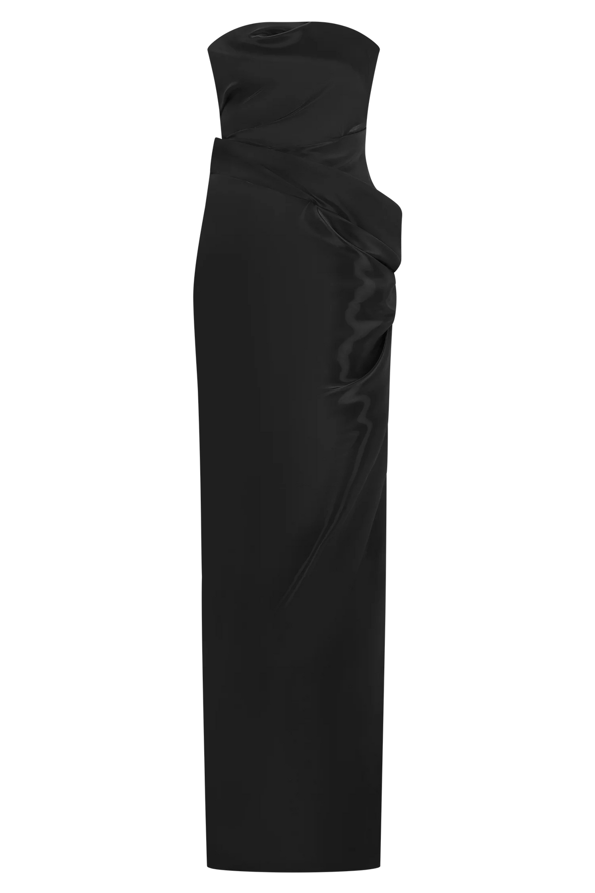 Calliope Strapless Organza Maxi Dress Black