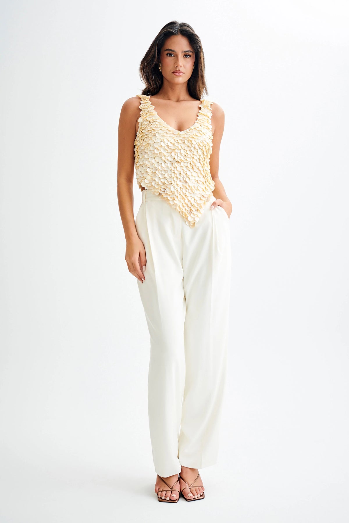 Willow Mother Of Pearl Halter Top Pearl