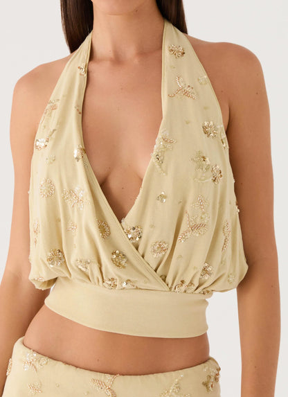 Vivienne Halter Top Pale Olive