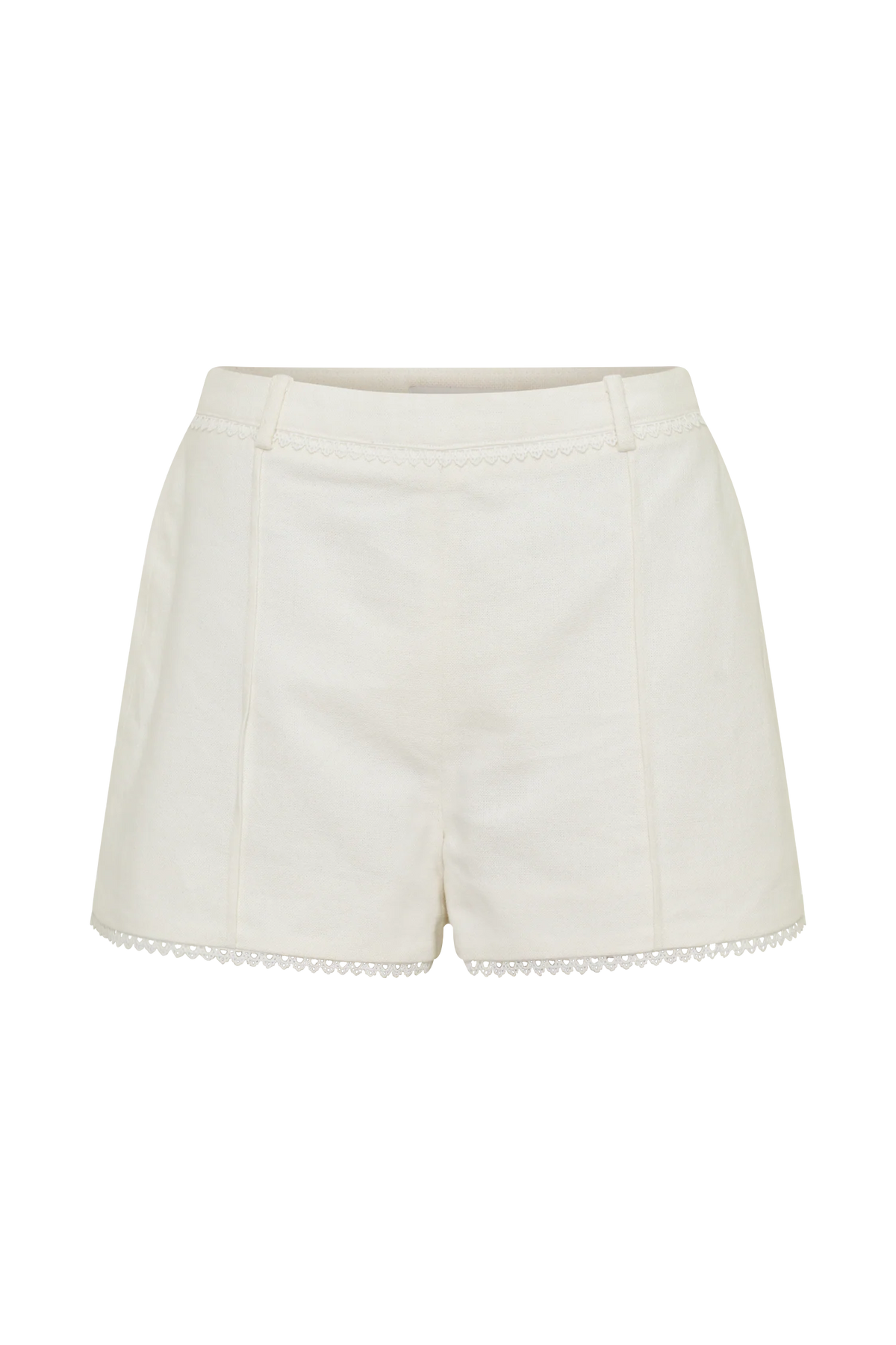 Melody Linen Short With Lace White