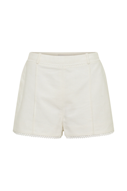 Melody Linen Short With Lace White