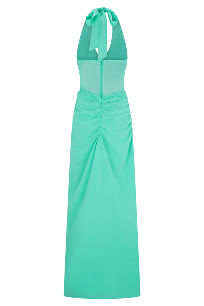 Jonna Chiffon And Mesh Maxi Dress Lagoon