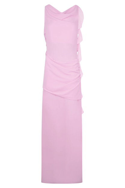Daria Draped Chiffon Maxi Dress Light Lilac
