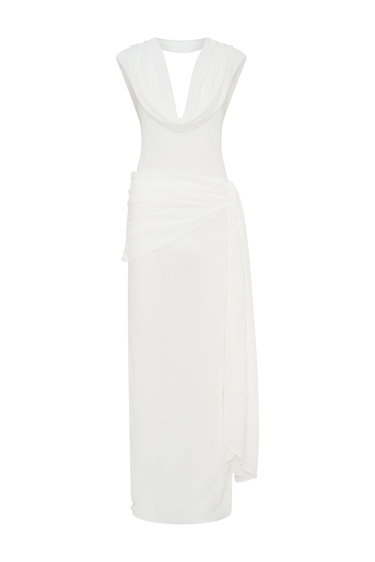 Giulia Chiffon Draped Maxi Dress White