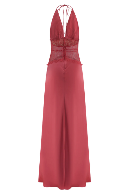 Dinah Lace And Satin Maxi Dress Blush Rose