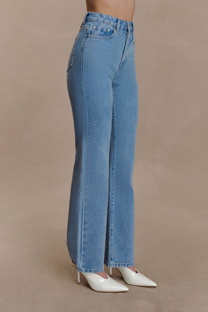 Janine High Waisted Straight Leg Jeans Classic Blue