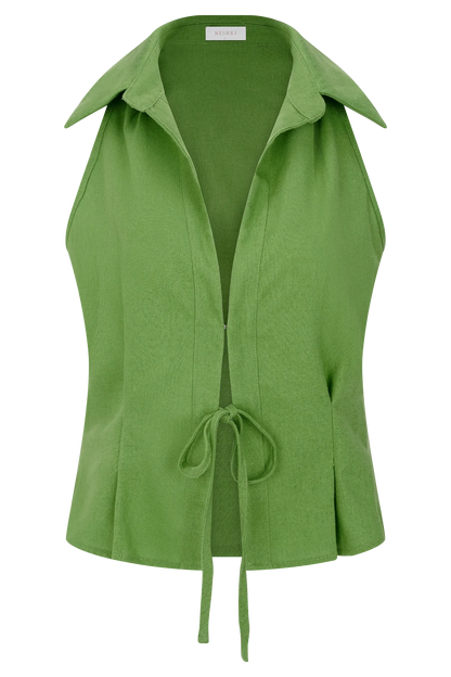 Scout Sleeveless Linen Shirt Green