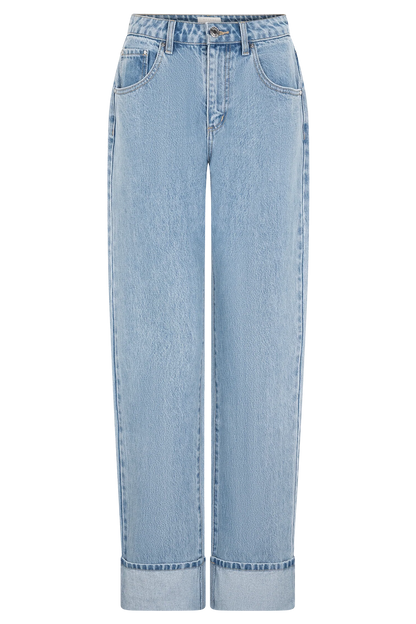 Kirralee Straight Leg Cuffed Jeans Classic Blue