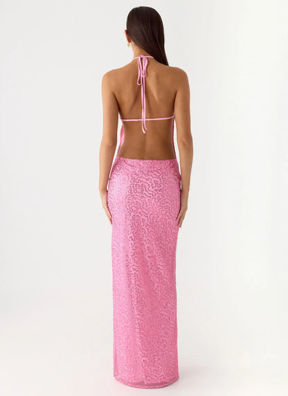 Lorenz Sequin Maxi Dress Pink
