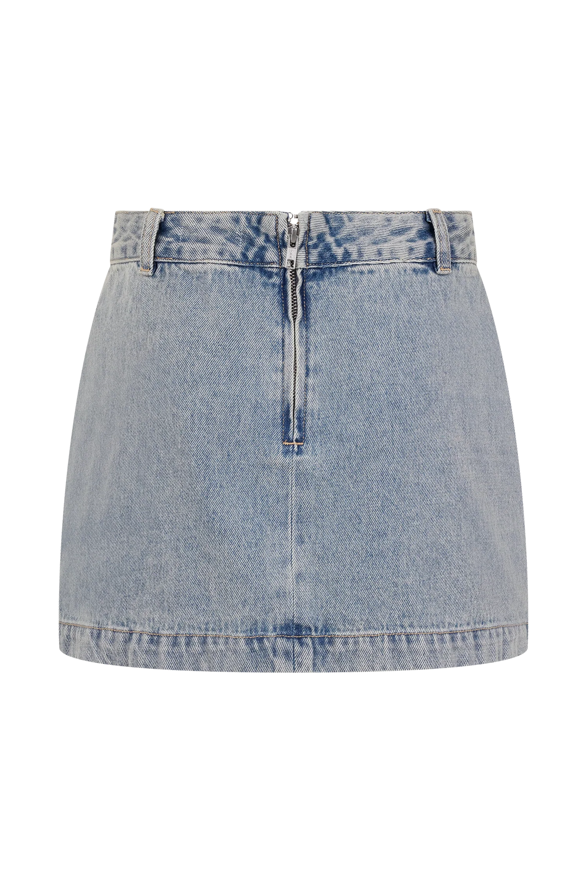 Alessia Embroidered Denim Mini Skirt Light Vintage