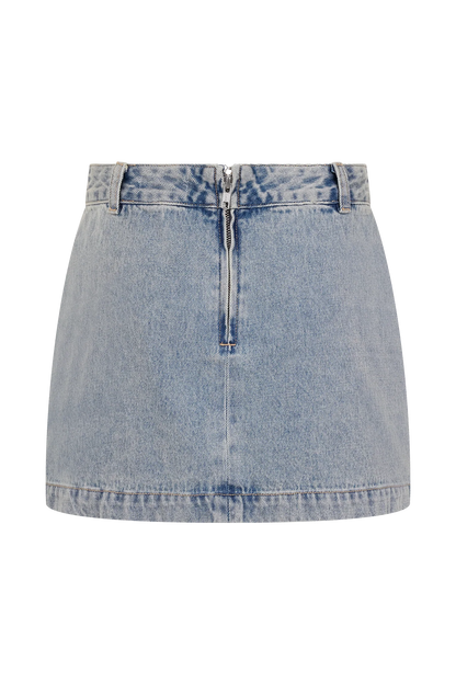 Alessia Embroidered Denim Mini Skirt Light Vintage