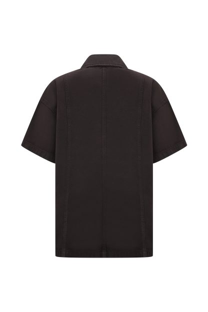 Maya Oversized Denim Shirt Chocolate