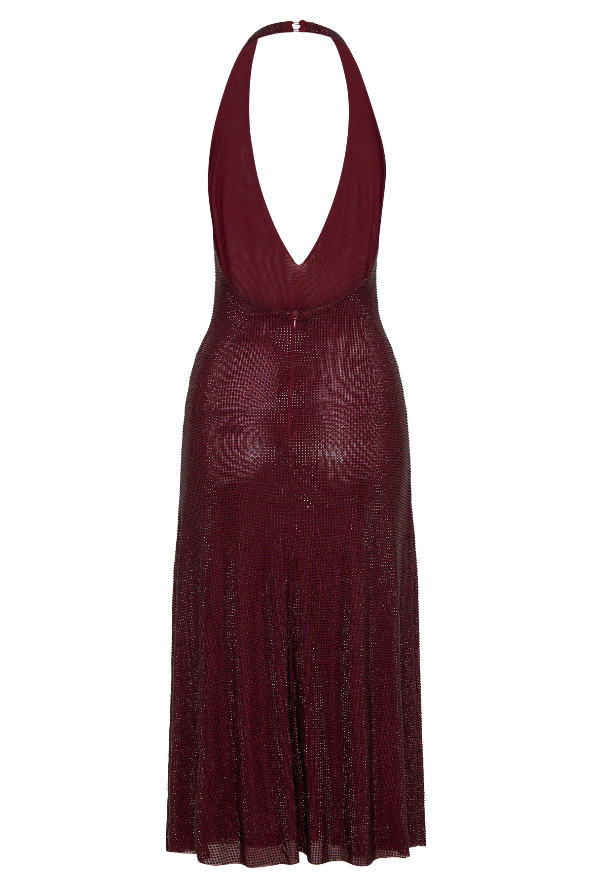 Genie Diamante Halter Midi Dress Mahogany