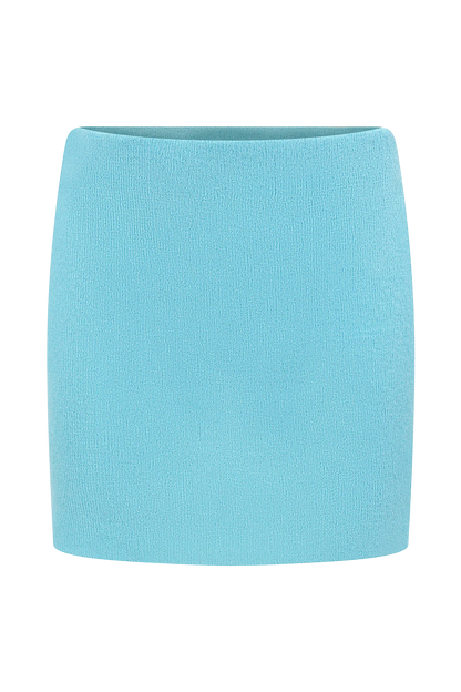 Esme Knit Mini Skirt Cyan Blue
