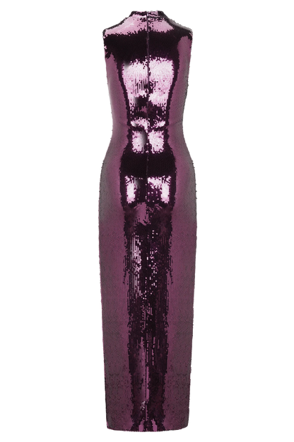 Veronica Sequin Midi Dress Plum