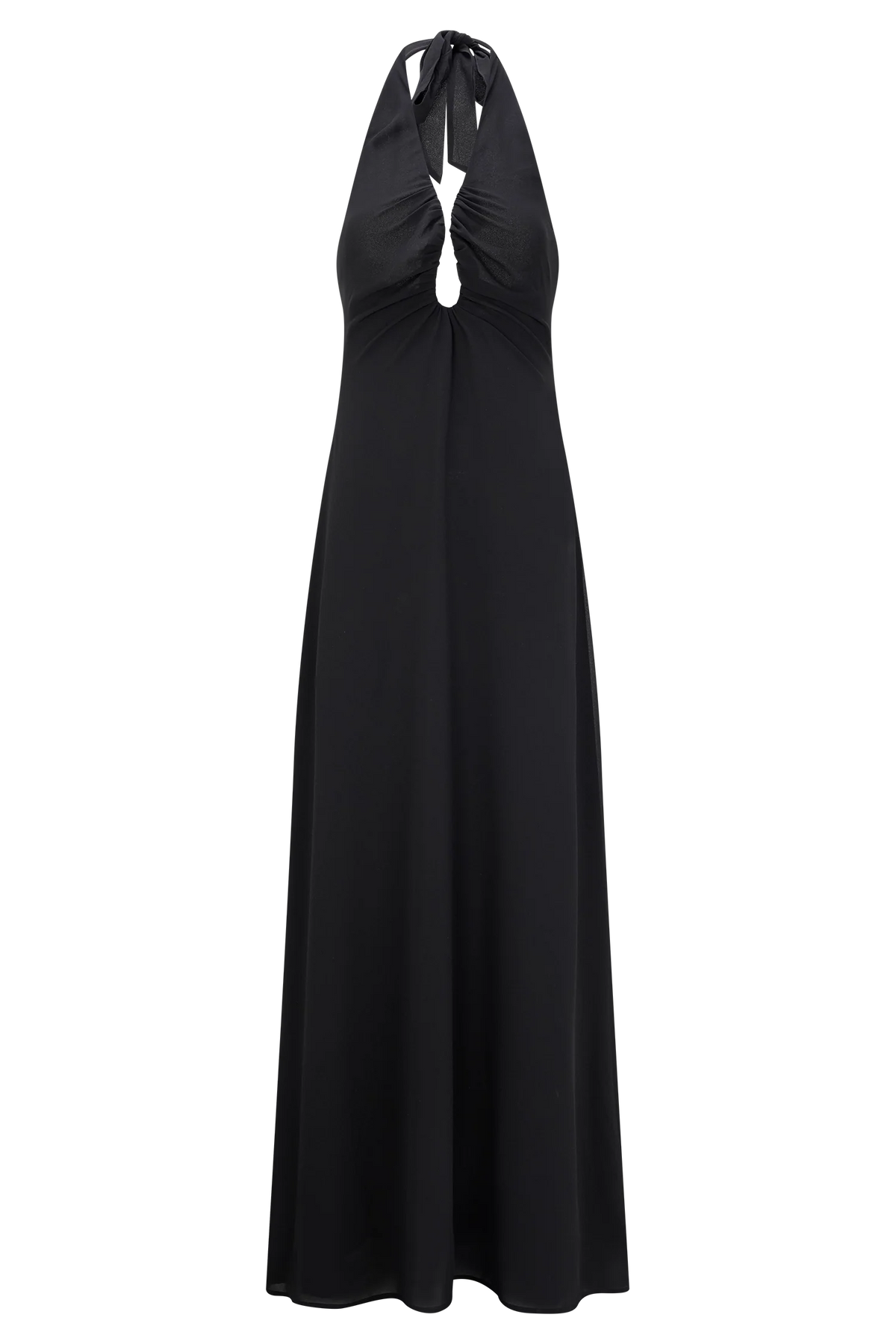 Malakhai Chiffon Halter Maxi Dress Black