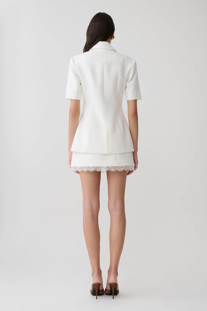 Ariella Suiting Mini Skirt With Lace White