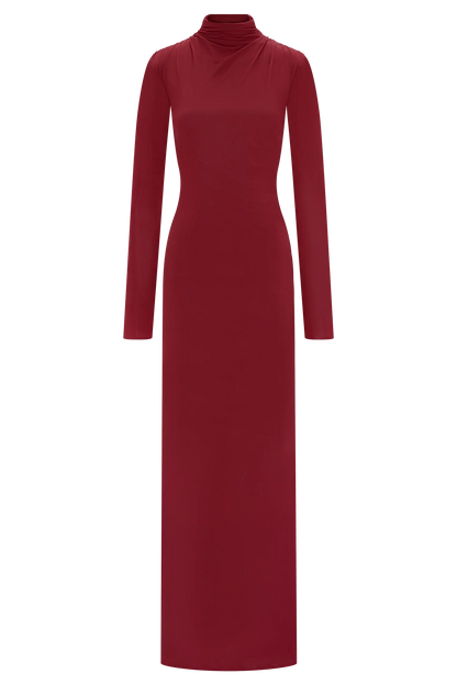 Kiyah Slinky Cut Out Maxi Dress Red