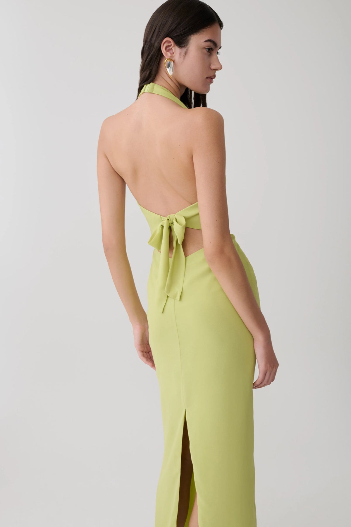 Valentina Chiffon Halter Maxi Dress Pistachio