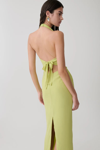 Valentina Chiffon Halter Maxi Dress Pistachio