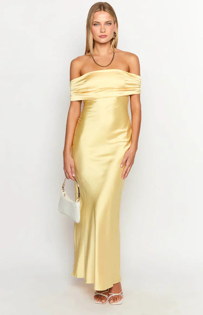 Seraphina Yellow Off The Shoulder Maxi Dress
