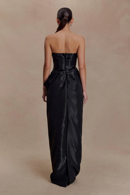 Calliope Strapless Organza Maxi Dress Black