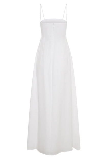 Sofie Pintuck Linen Maxi Dress White