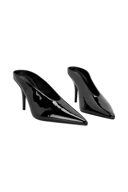 Emerson Patent Faux Leather Point Heel Black