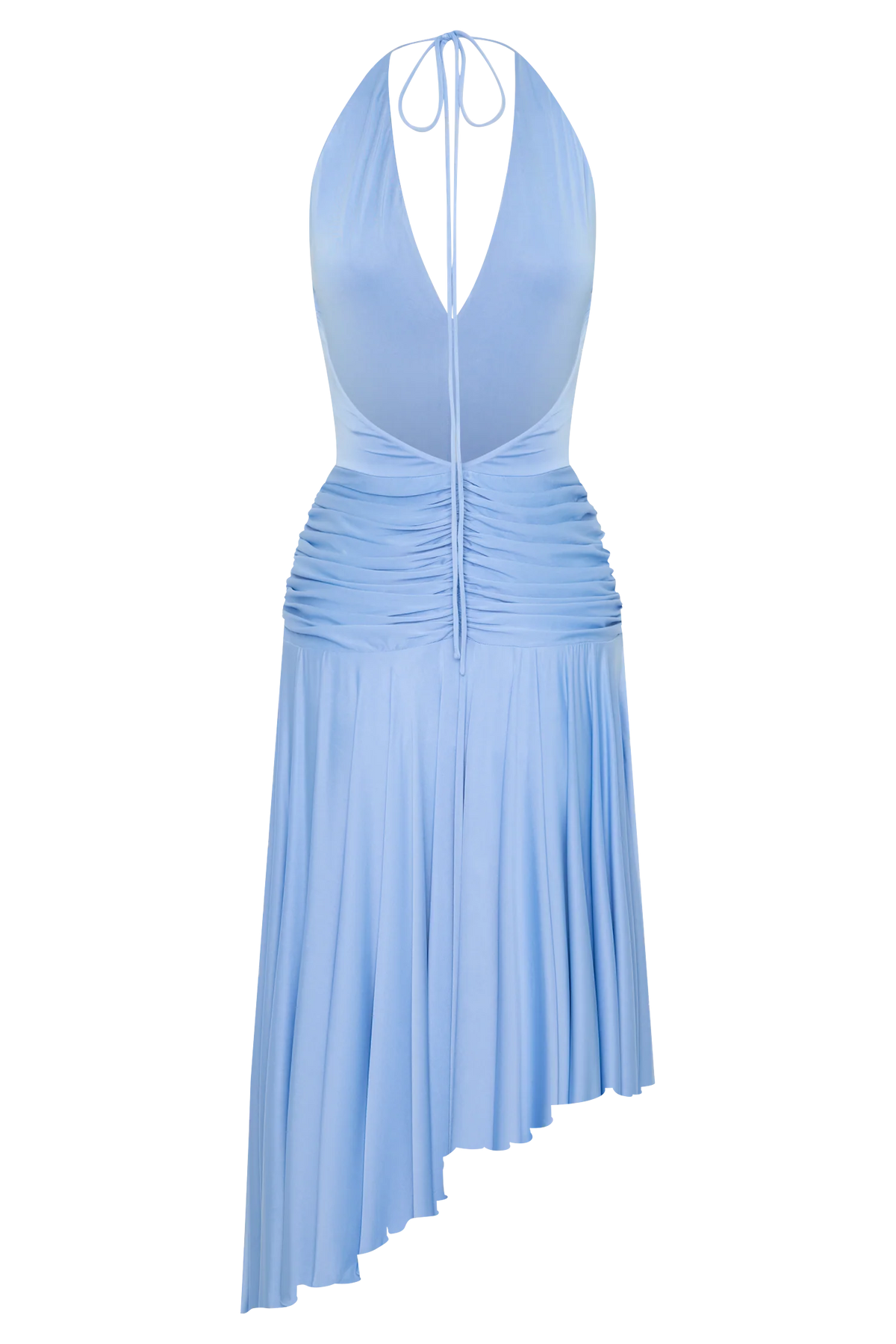 Zelda Asymmetric Slinky Midi Dress Cornflower Blue