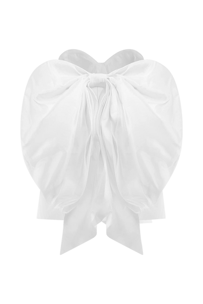 Suzette Taffeta Bow Mini Dress White