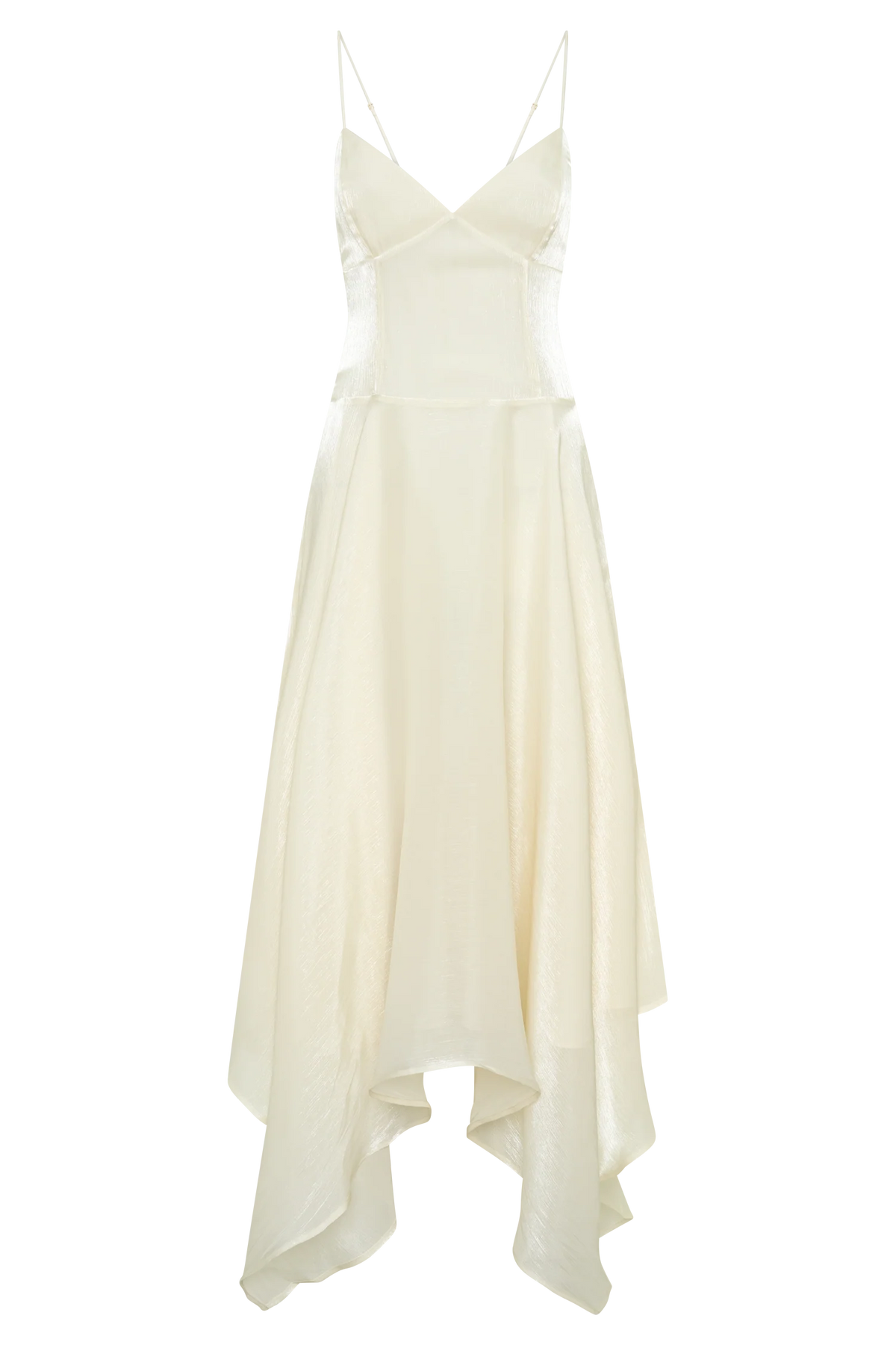 Naomi Satin Asymmetric Hem Maxi Dress Ivory